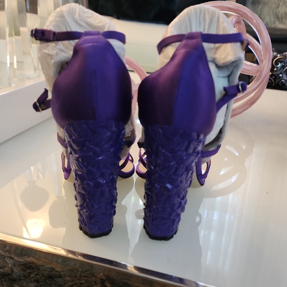 Paul Andrew Purple Strappy Heels - Picture 3 of 10